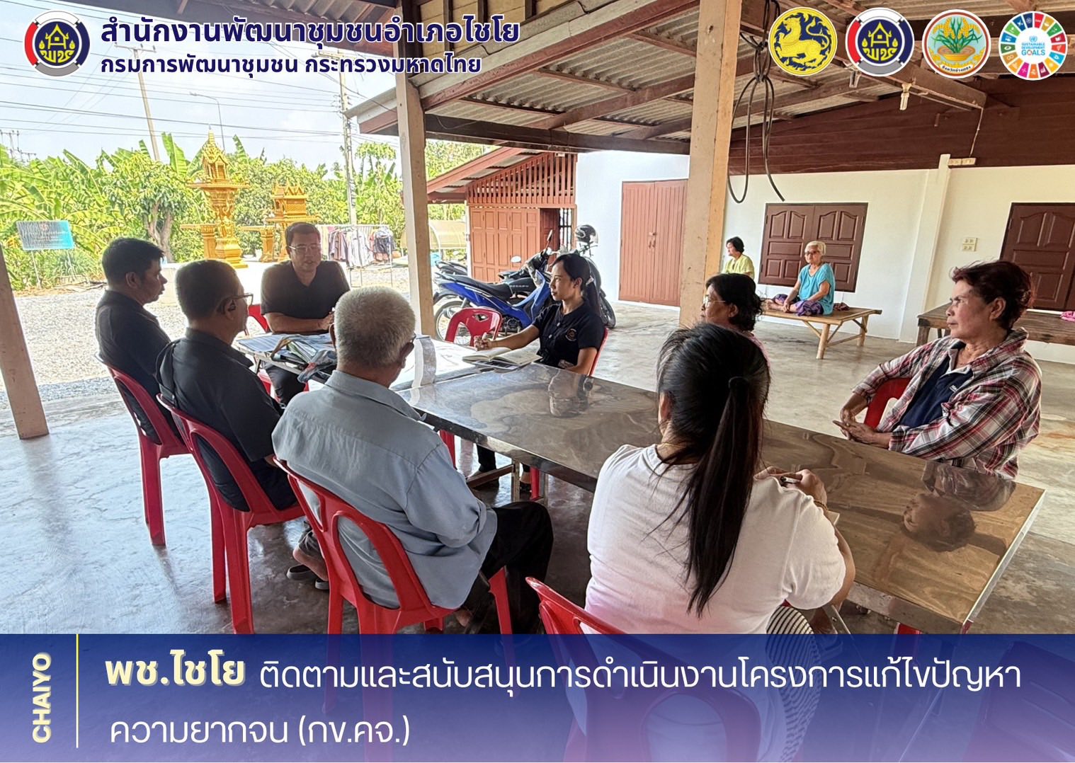 สพอ.ไชโย ติดตามและสนับสนุนการดำเนินงานโครงการแก้ไขปัญหาความยากจน (กข.คจ.)