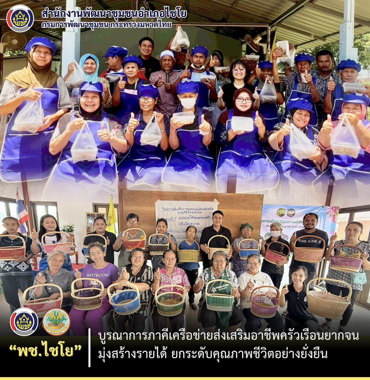 พช.ไชโย บูรณาการภาคีเครือข่ายส่งเสริมอาชีพครัวเรือนยากจน มุ่งสร้างรายได้ ยกระดับคุณภาพชีวิตอย่างยั่งยืน